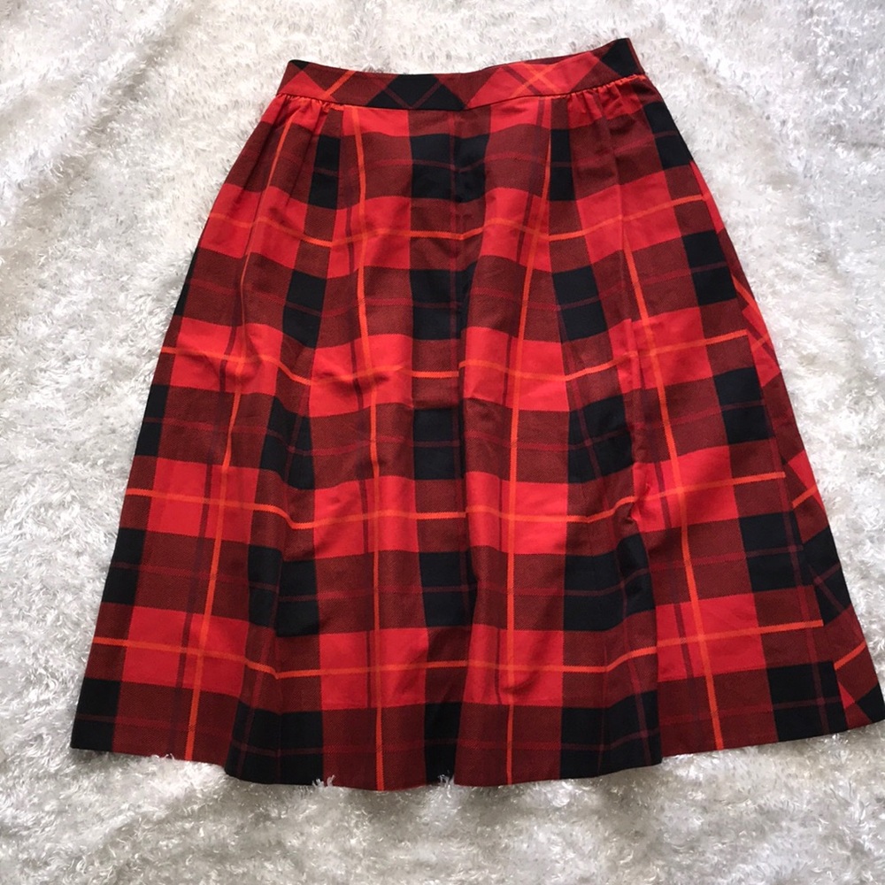 kate spade Red and Black Plaid A-Line Skirt